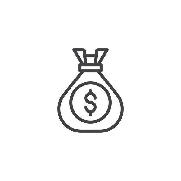 Geld tas overzicht pictogram — Stockvector