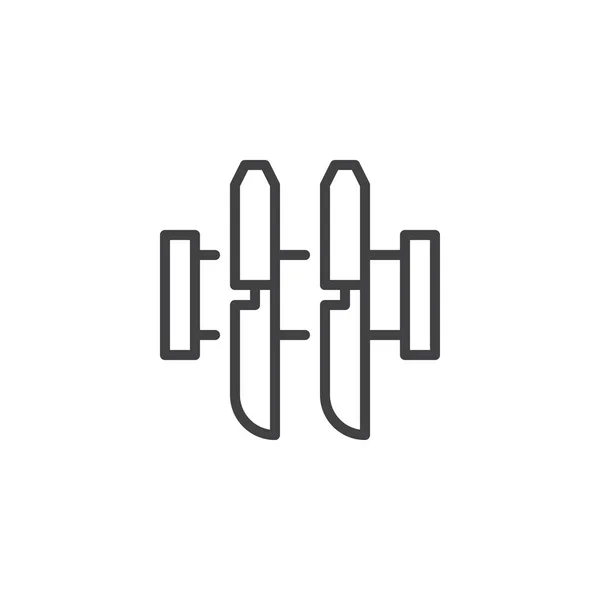 Facas em um ícone de contorno de suporte magnético —  Vetores de Stock