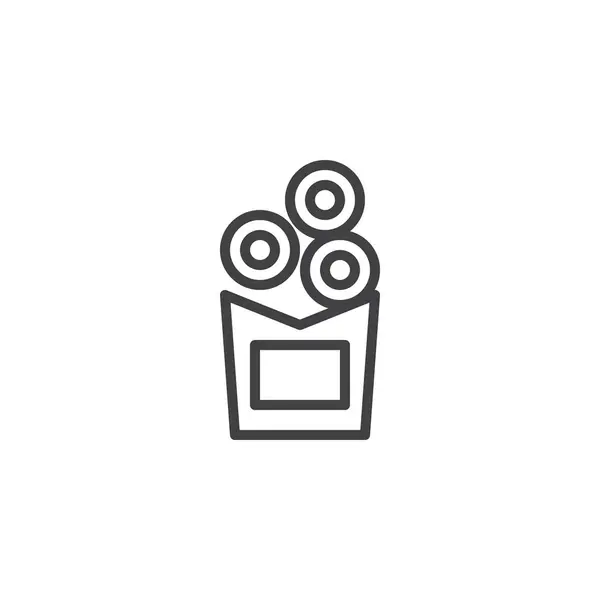 Anillos de cebolla paquete esquema icono — Vector de stock