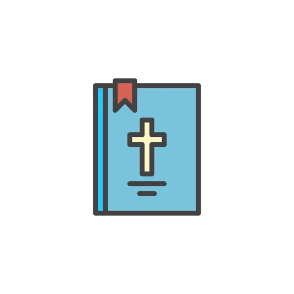 Bibeln bok med cross fylld kontur-ikonen — Stock vektor