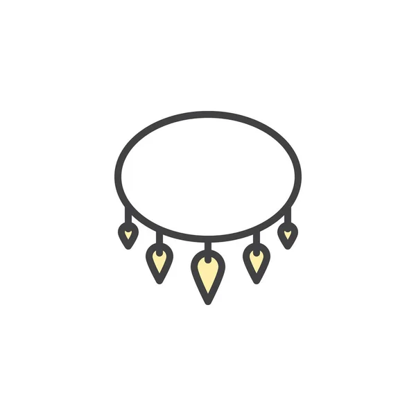 Halskette mit haizahngefülltem Umrisssymbol — Stockvektor