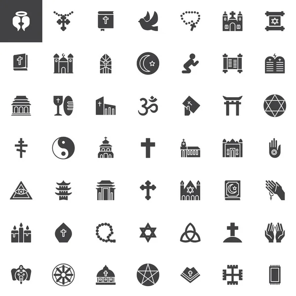 Religião elementos conjunto de ícones vetoriais —  Vetores de Stock