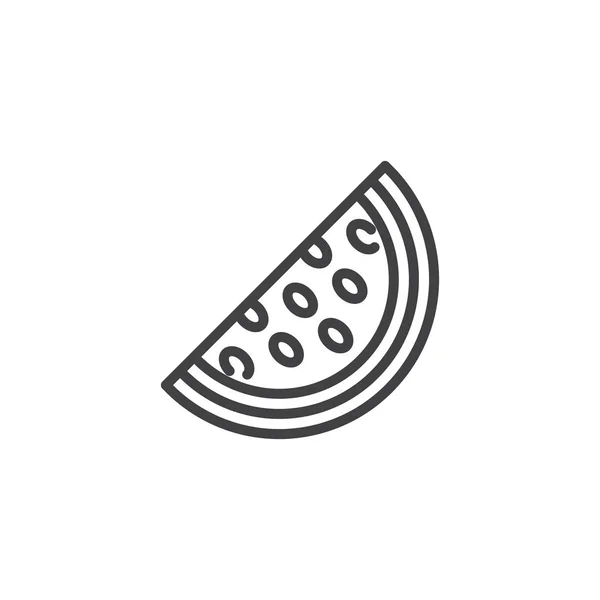 Icono de esquema de rebanada de fruta de sandía — Vector de stock