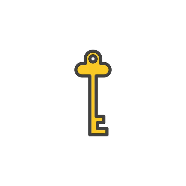 Icono de contorno rellenado llave Vintage — Vector de stock