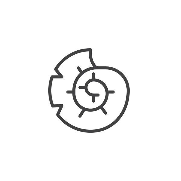 Icono de contorno de nautilus de concha marina — Vector de stock