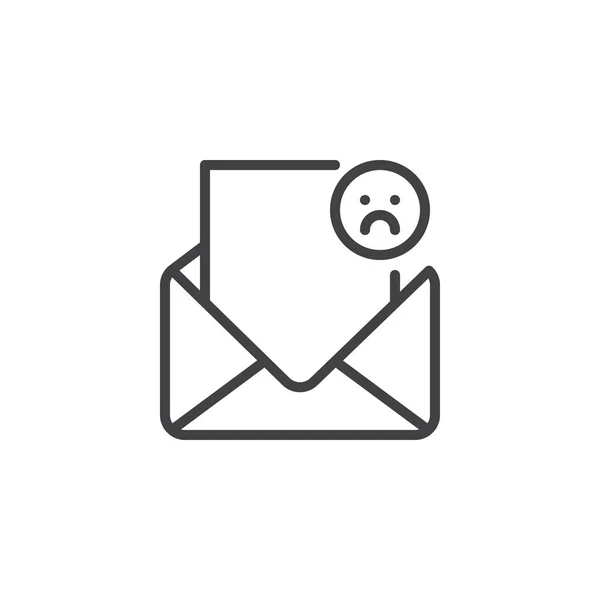 Envelope aberto com ícone de contorno emoticon triste — Vetor de Stock