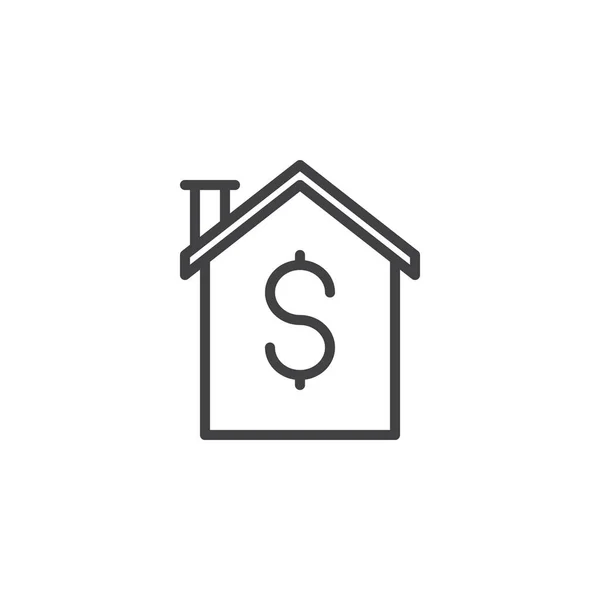 House with dollar sign outline icon — Stock Vector