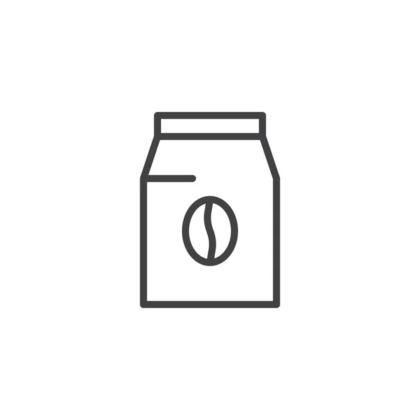 Coffee bean bag outline icon — Stock Vector