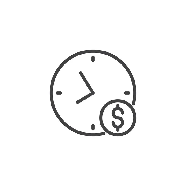 El tiempo es el icono del esquema del dinero — Vector de stock