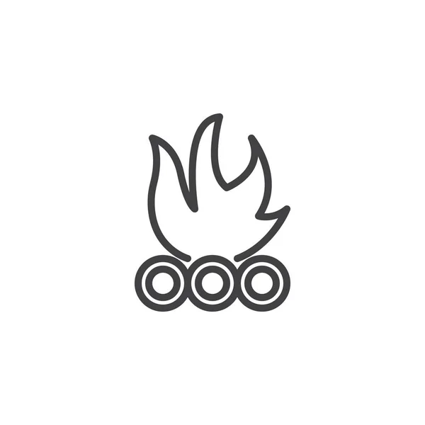 Icono de contorno de llama de fogata — Vector de stock