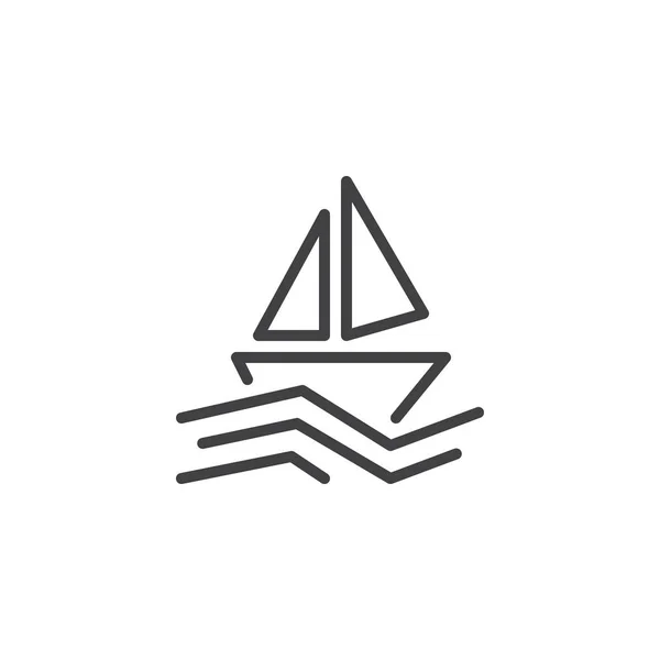 Sailboat in the sea outline icon — Stock Vector