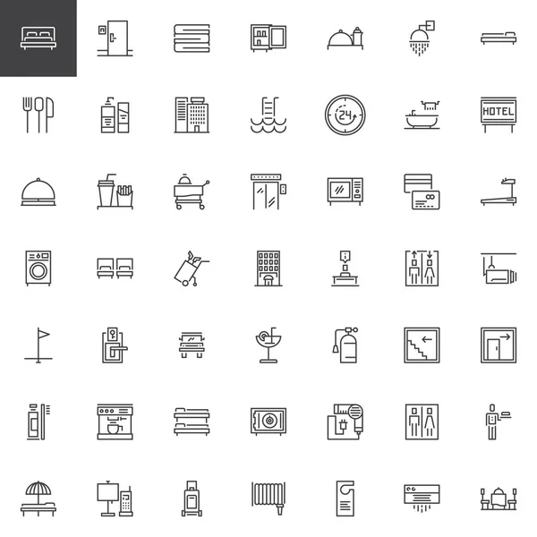 Conjunto de iconos de esquema del hotel — Vector de stock
