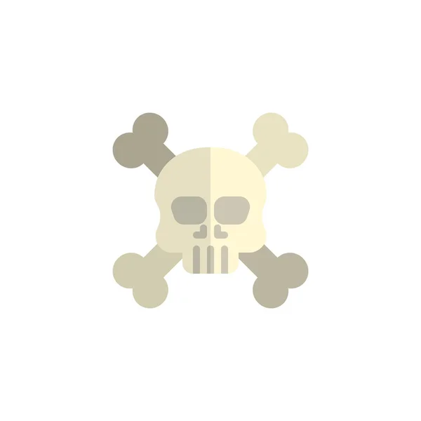 Crossbones muerte cráneo plano icono — Vector de stock