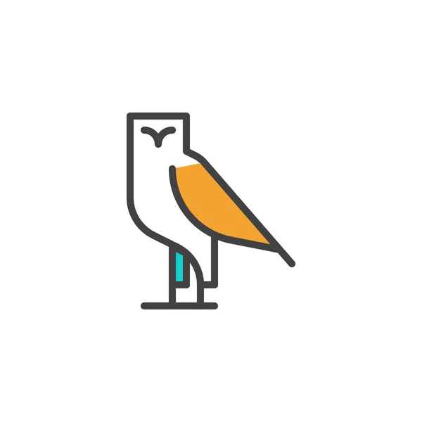 Icône de contour rempli oiseau hibou — Image vectorielle
