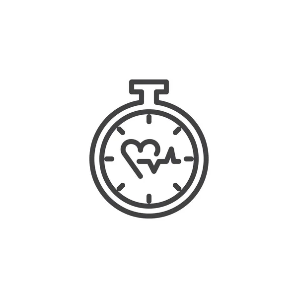Icono del contorno del temporizador corazón — Vector de stock