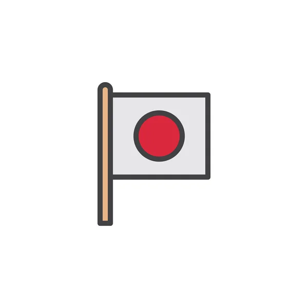 Flagge mit japanischem Konturen-Symbol — Stockvektor