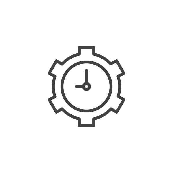 นาฬิกาในไอคอนบรรทัดเกียร์ — ภาพเวกเตอร์สต็อก