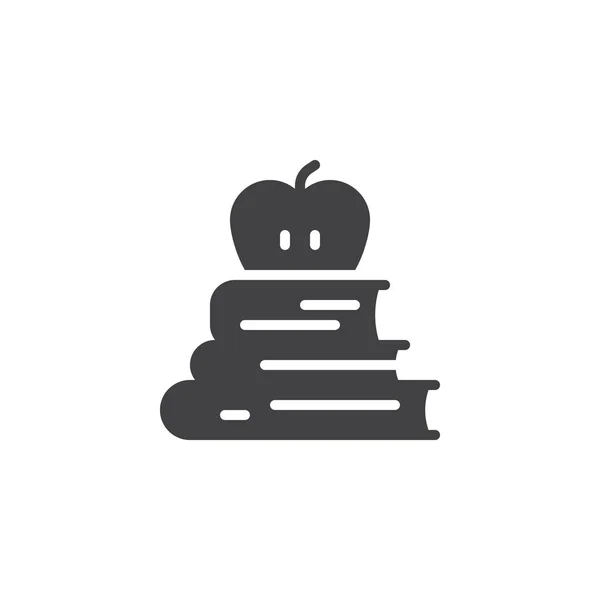 Книги та яблуко на верхній векторній піктограмі — стоковий вектор