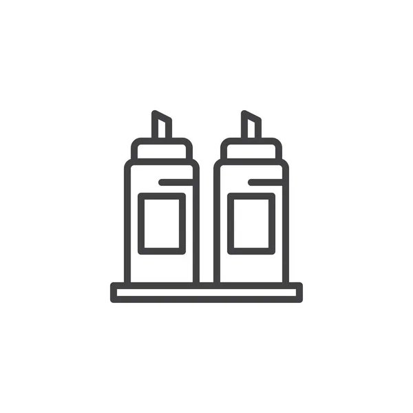 Hořčice a kečup lahví osnovy ikona — Stockový vektor