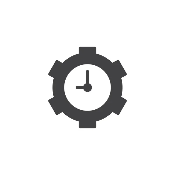 Reloj en el icono del vector de engranajes — Vector de stock