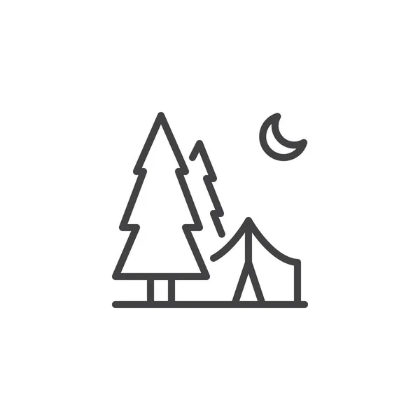 Camping tenda ao ar livre ícone contorno — Vetor de Stock