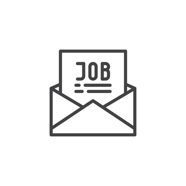 Mail con el icono del esquema de oferta de trabajo — Vector de stock