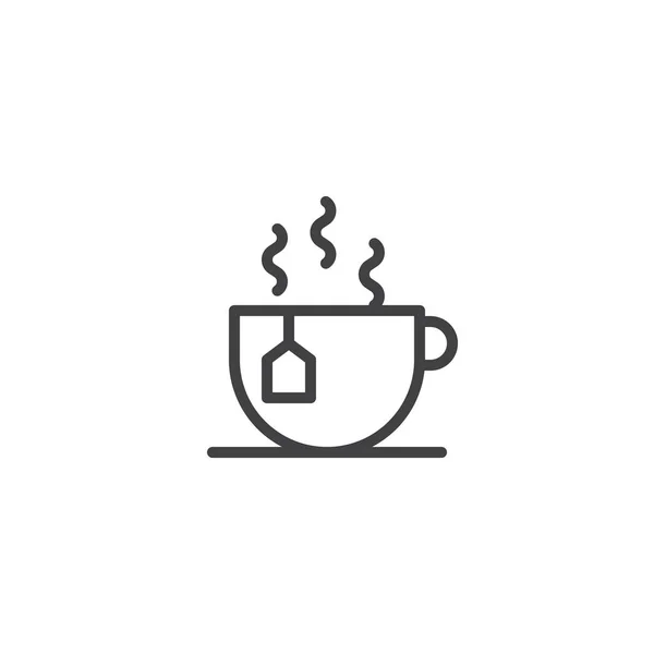 Hot tea cup outline icon — Stock Vector