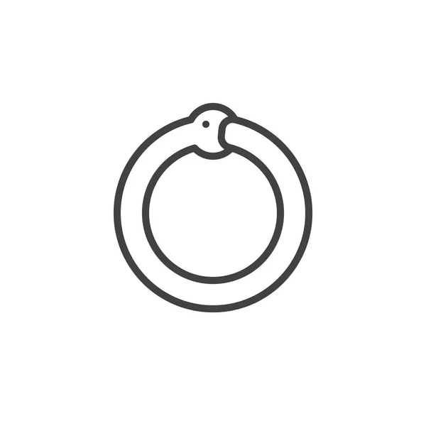 Ouroboros icono del contorno de serpiente — Vector de stock