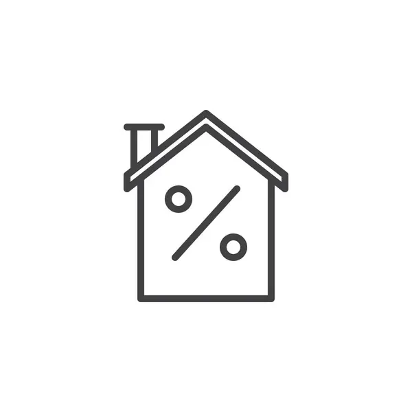 House with percent outline icon — Stock Vector