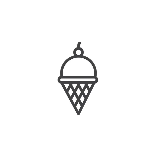 Icono de contorno de cono de helado de oblea — Archivo Imágenes Vectoriales