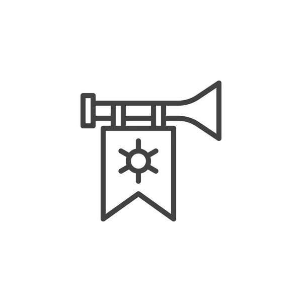 Trompete mit Fahnenumriss-Symbol — Stockvektor