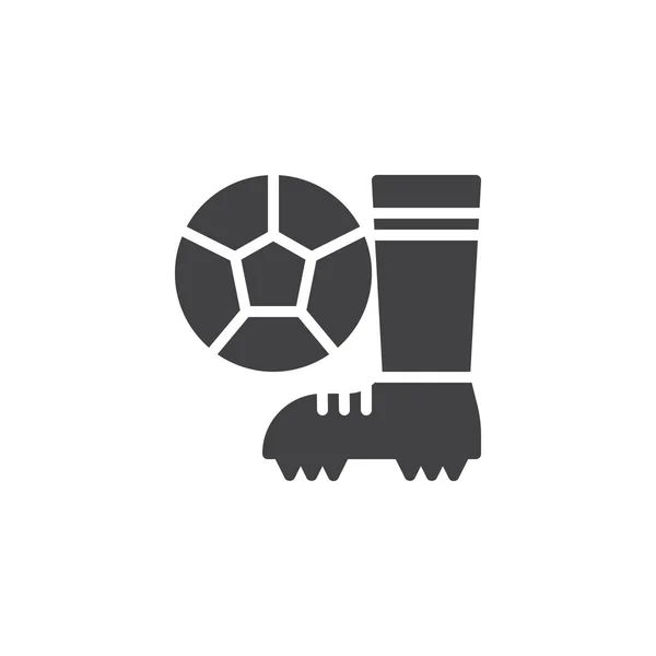 Botas de fútbol y bola icono de vector — Vector de stock