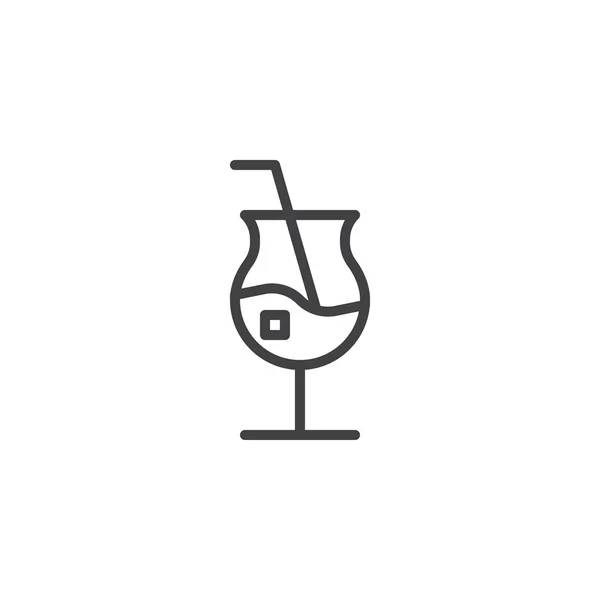Cocktailglas mit Strohumrandung — Stockvektor