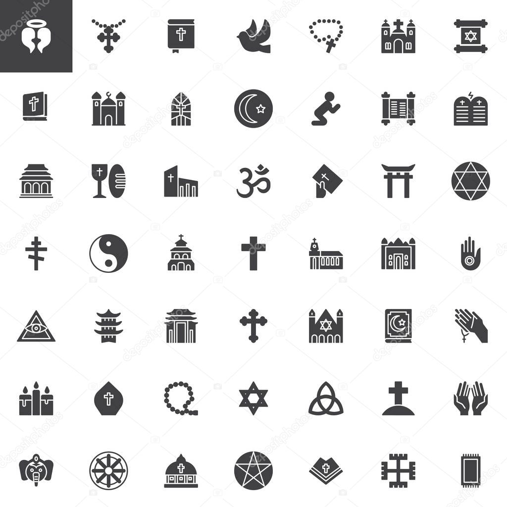 Religion elements vector icons set