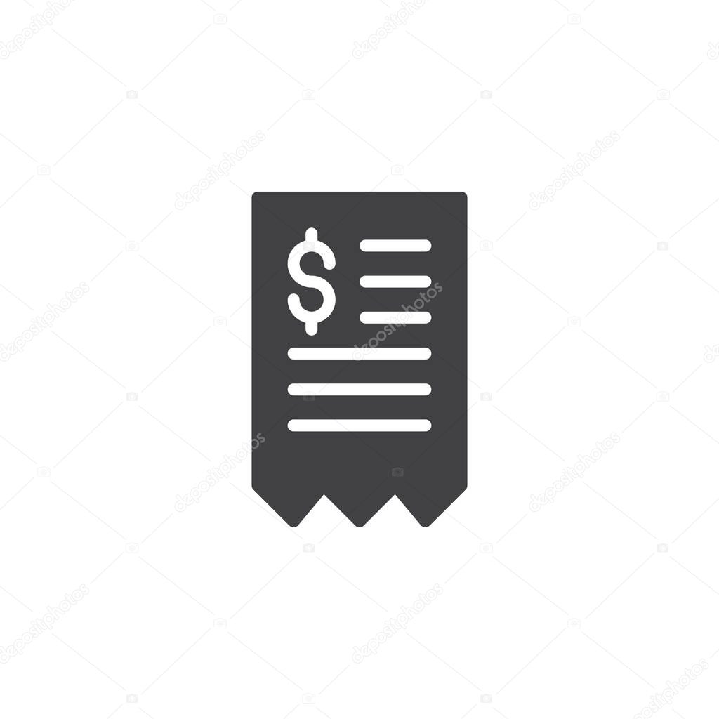 Dollar bill vector icon. filled flat sign for mobile concept and web design. Invoice simple solid icon. Symbol, logo illustration. Pixel perfect vector graphics