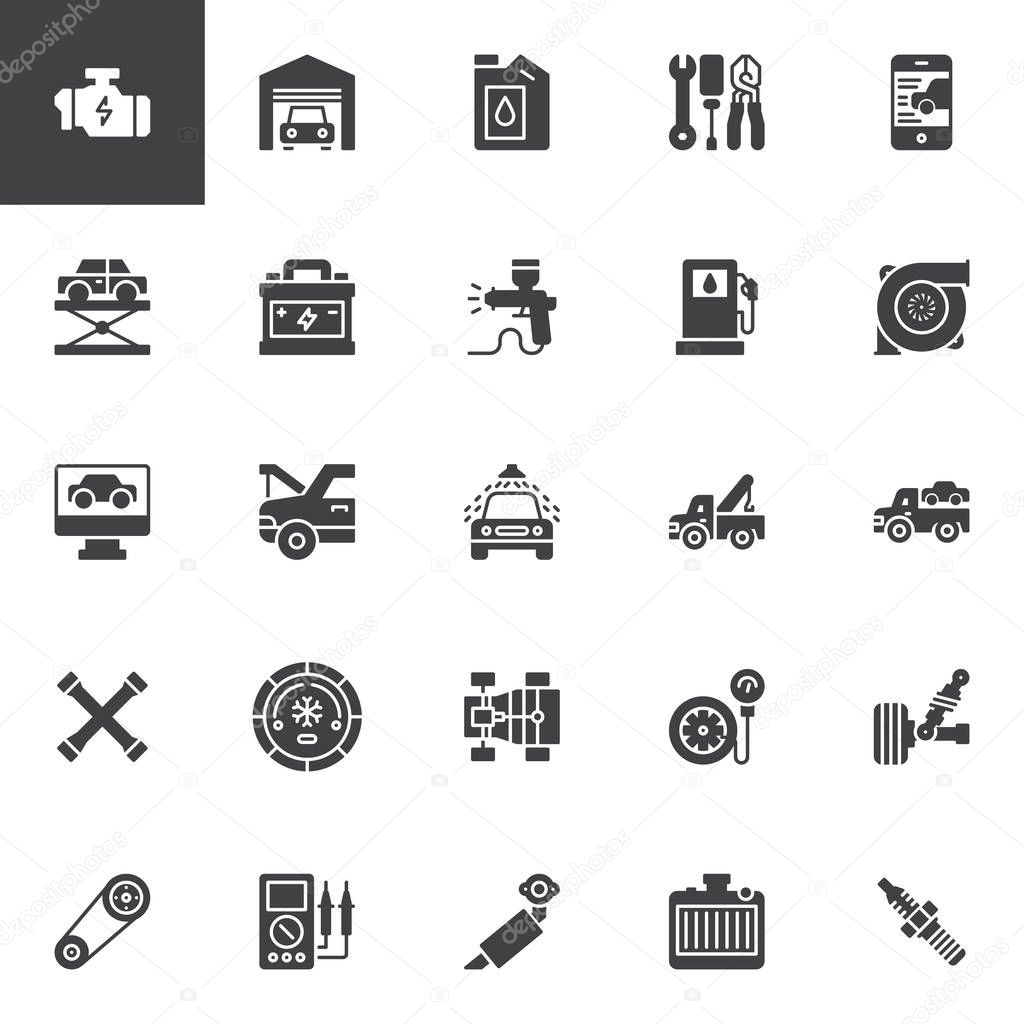 Car service vector icons set