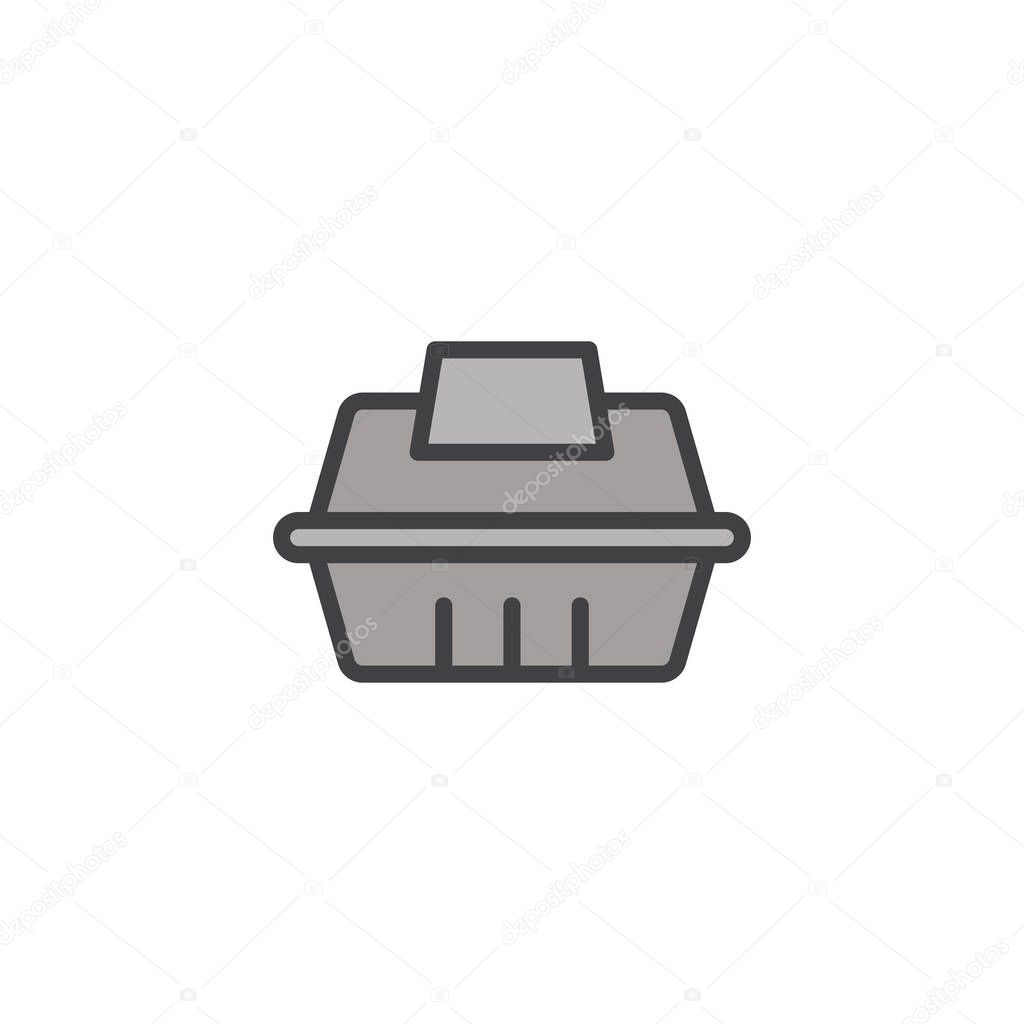 Take away food container filled outline icon