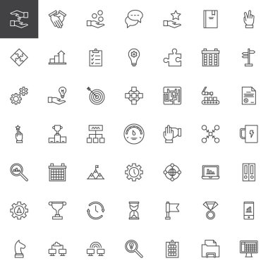 İş verimlilik anahat Icons set