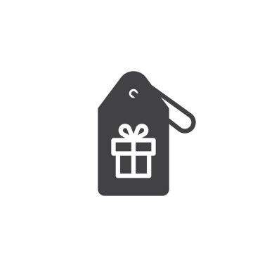 Hediye kutusu etiketi vektör simgesi