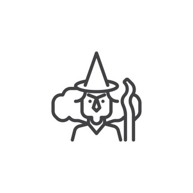 Süpürge sopası anahat simgesi ile cadı