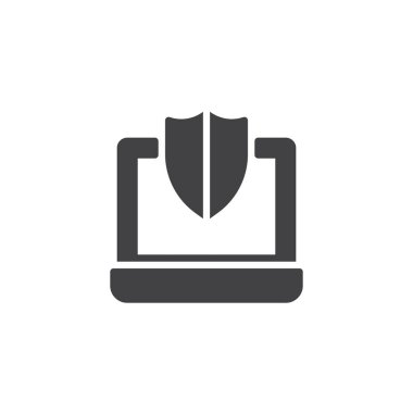 Dizüstü bilgisayar ile kalkan vektör simgesi