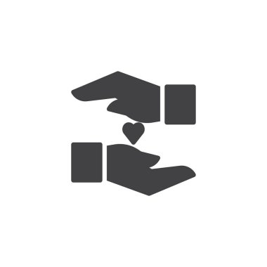 Aşk kalp bakım el vektör simgesi