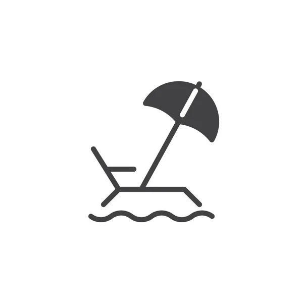 Chaise longue avec icône vectorielle de parasol — Image vectorielle