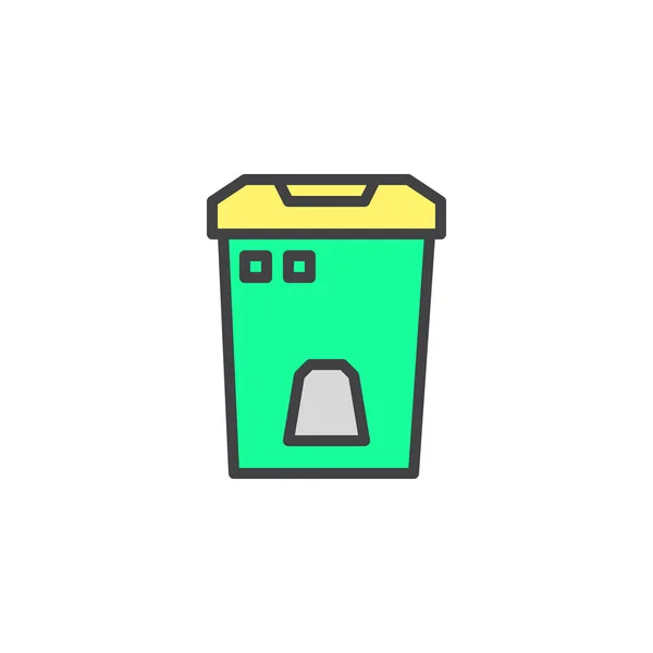 Trash can filled outline icon — Stock Vector