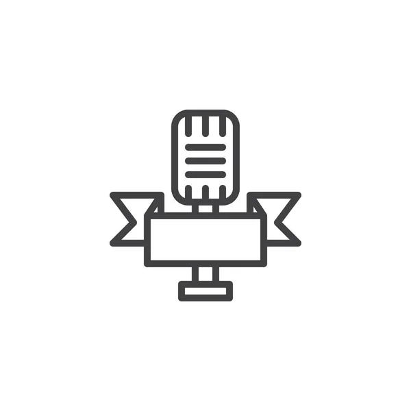 Microfoon en award overzicht pictogram met lint — Stockvector