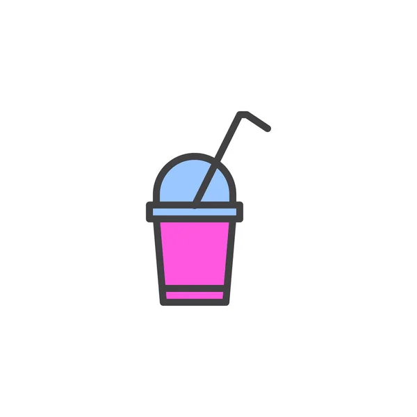 Milkshake riempito icona contorno — Vettoriale Stock
