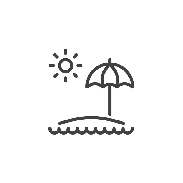 Plaj şemsiyesi ve güneş anahat simgesini — Stok Vektör