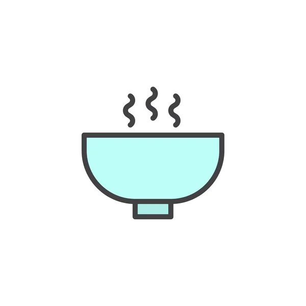 Tigela de sopa quente preenchido ícone esboço — Vetor de Stock