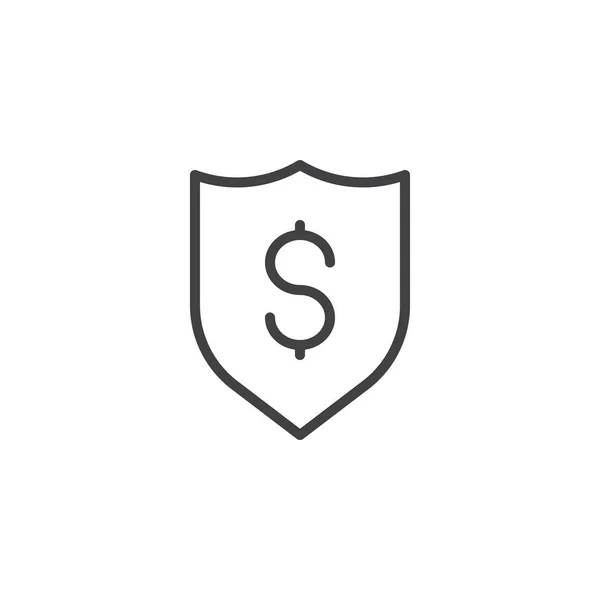 Dollar icône de contour de bouclier — Image vectorielle