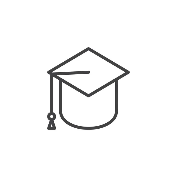 Icône de contour de chapeau de graduation — Image vectorielle